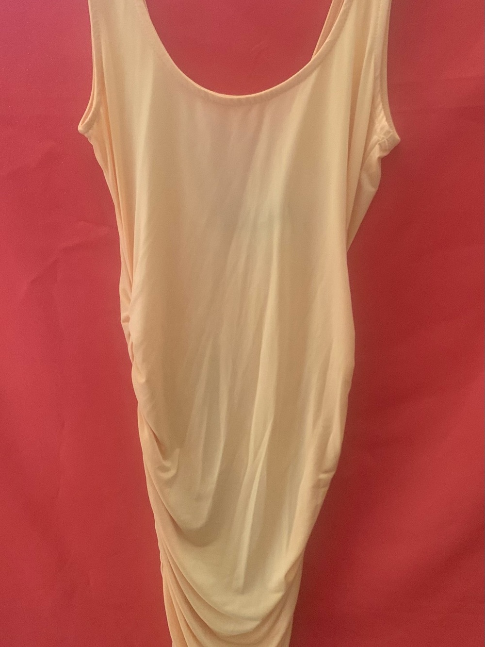 Fashion Love Women's Cream Tank Ruched Midi Dress